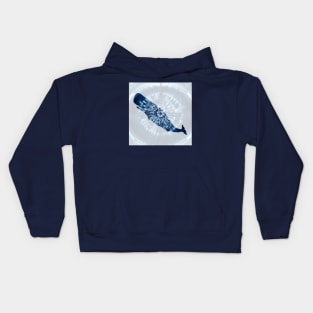 Whale Mandala tie dye indigo blue Kids Hoodie